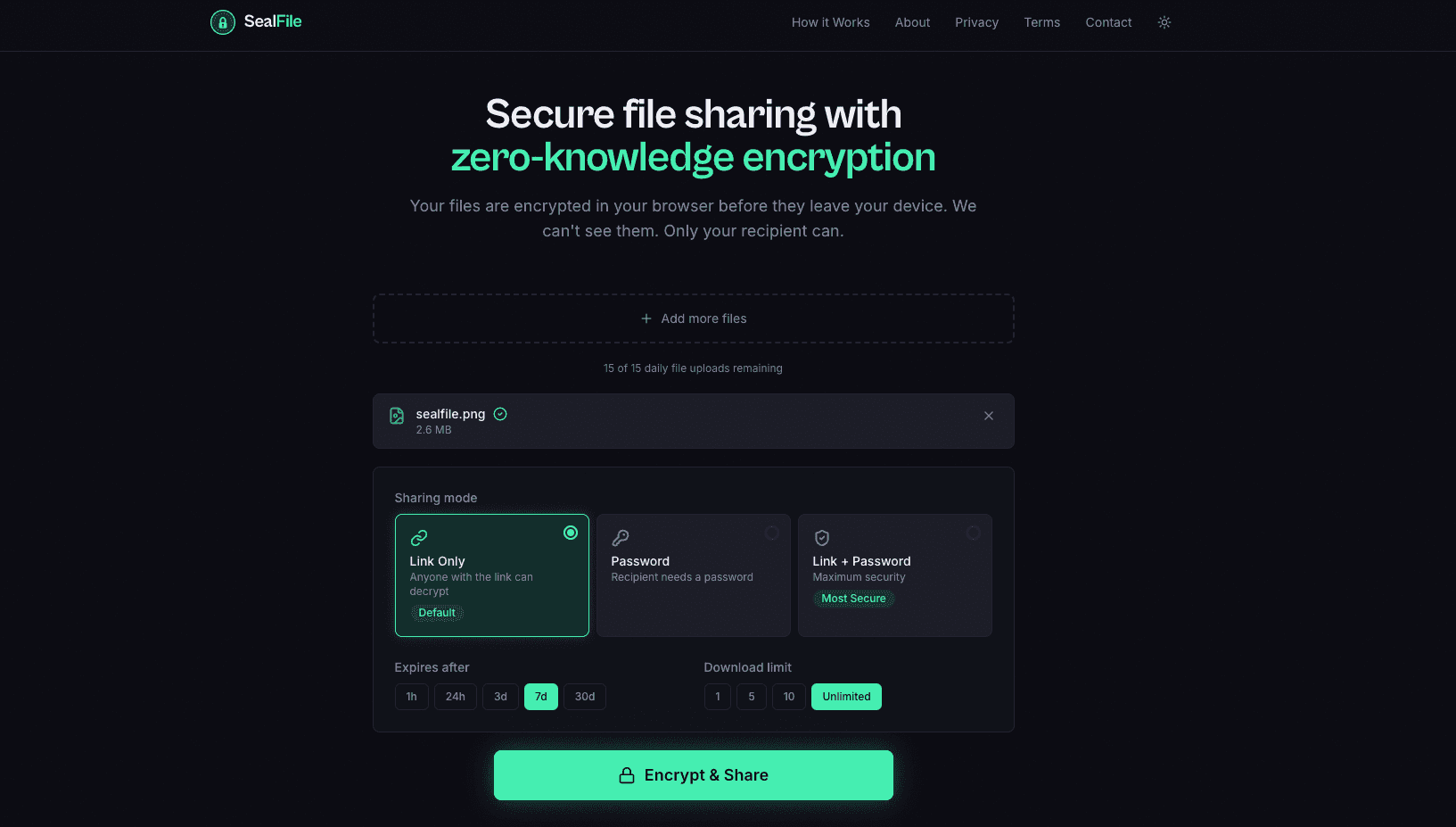 SealFile — zero-knowledge file sharing